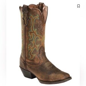 Justin Women's Stampede Durant Western Boots Square Toe Cowgirl Leather‎